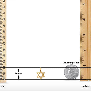 Real Beautiful Star of David Charm Pendant 14K Yellow Gold 1.2gram 17X15mm